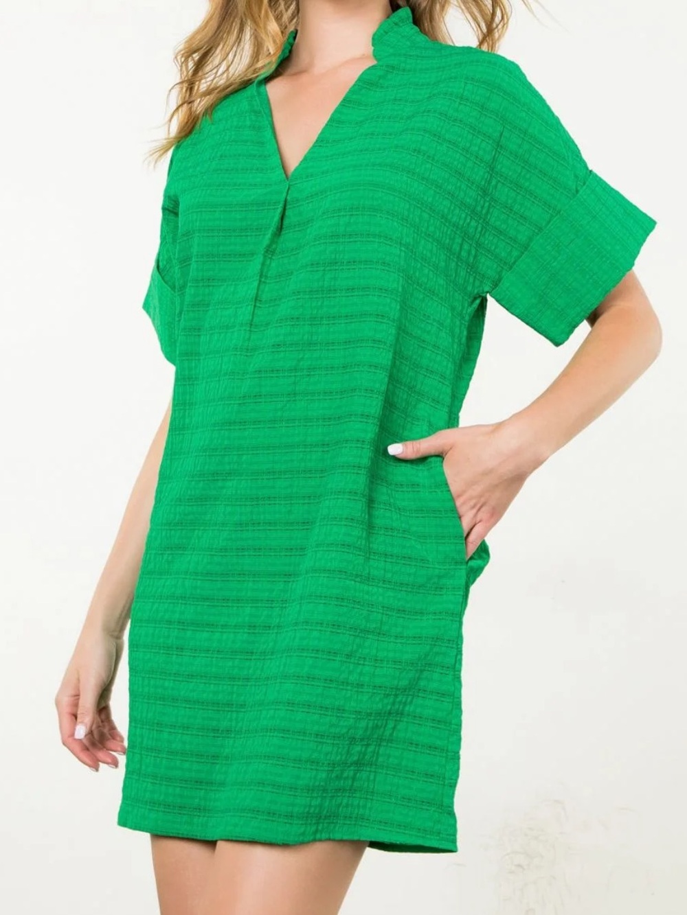 THML Green Kat Short Sleeve Dress - medium - pockets!